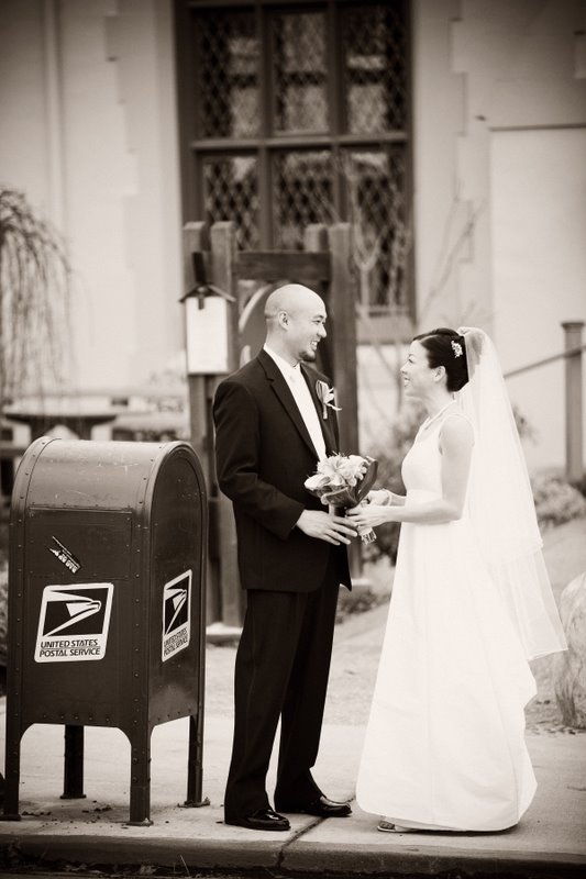 posing by the mailbox