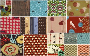 fabric swatches collage, mosaic with spacing