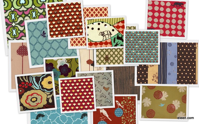 fabric swatches collage, picture pile with borders